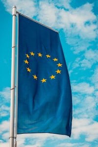 european flag in wind